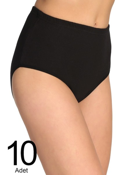 Kadın Siyah 10'lu Paket Pamuklu Ribana Bato Külot fiyatları