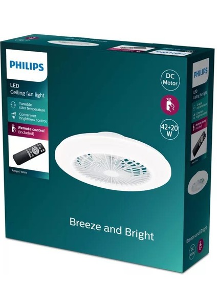 Amigo Tavan Vantilatörü, Sarı/beyaz Işık, 25W+60W