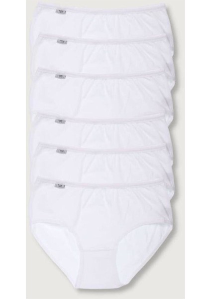 Kadın Beyaz 6'lı Paket Pamuklu Likralı Bato Külot