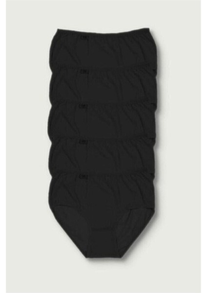 Kadın Siyah 5'li Paket Likralı Bato Külot