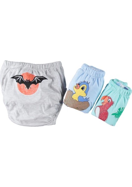 3 'lü Sevimli Hayvan Baskılı Bebek Alıştırma Külot (No3= 20-25) (No4= 25-30 Kg)