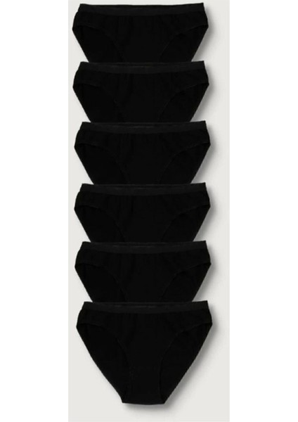 Kadın Siyah 6'lı Paket Külot ELF568T0635CCM6