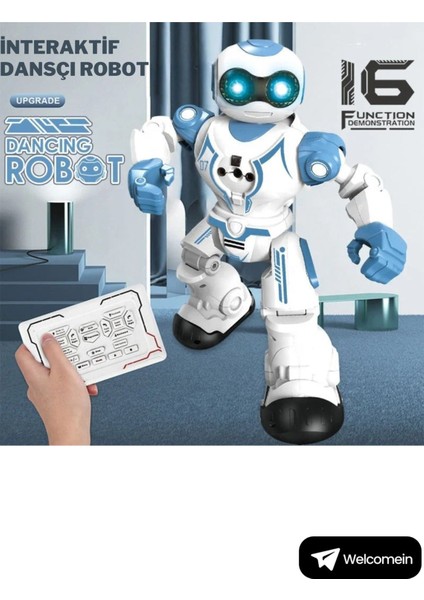 16 Fonksiyonlu Şarjlı Uzaktan Kumandalı Akıllı Robot Sesli Işıklı Programlama Dans Moonwalk Robot