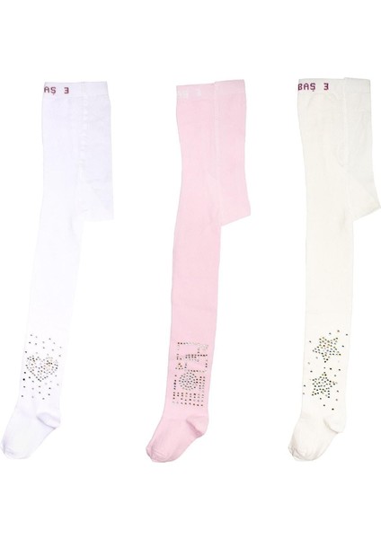 Kız Çocuk Pamuklu Taşlı Desenli Külotlu Çorap 3 Lü modelleri