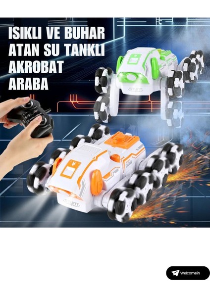 8 Teker Buhar Atan Köpek Akrobat Araba Şarjlı Işıklı Tırmanan Full Fonksiyon Kumandalı Oyuncak Araç
