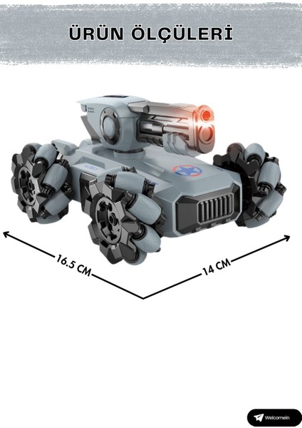 Oyuncak 2.4 Ghz Uzaktan Kumandalı Şarjlı Full Fonksiyon Şarjlı Ufo Avcısı Akrobatik Tank Araba 2in1 indirimleri
