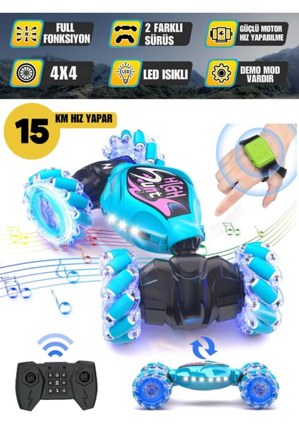 Bileklik ve Uzaktan Kumanda Kontrollü 360° Hareket Full Fonksiyon Şarjlı Işıklı Sesli 4x4 Offroad Rc