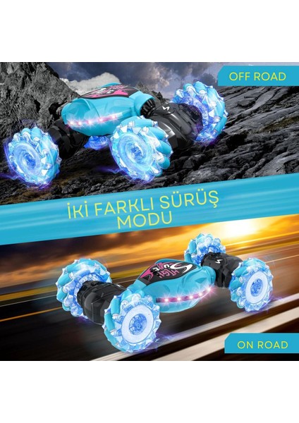 Bileklik ve Uzaktan Kumanda Kontrollü 360° Hareket Full Fonksiyon Şarjlı Işıklı Sesli 4x4 Offroad Rc