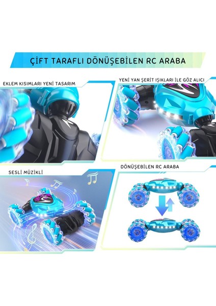 Bileklik ve Uzaktan Kumanda Kontrollü 360° Hareket Full Fonksiyon Şarjlı Işıklı Sesli 4x4 Offroad Rc