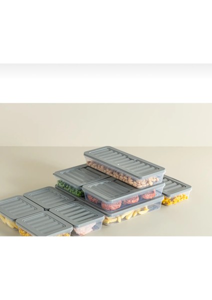 15’li Saklama Kabı Seti, Mikrodalga Uyumlu Erzak Saklama Kabı Antrasit 1x 2400ML 2X1200ML 4X1170ML 8X600ML