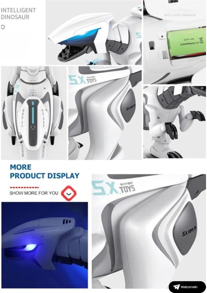 Oyuncak Uzaktan Kumandalı 13 Fonksiyonlu El Sensörlü Şarjlı Etkileşimli Işıklı Müzikli Robot Dinozor