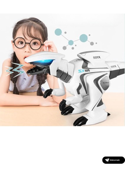 Oyuncak Uzaktan Kumandalı 13 Fonksiyonlu El Sensörlü Şarjlı Etkileşimli Işıklı Müzikli Robot Dinozor