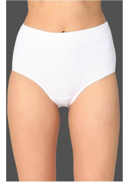 Kadın Beyaz 6'lı Paket Pamuklu Ribana Bato Külot Beyaz