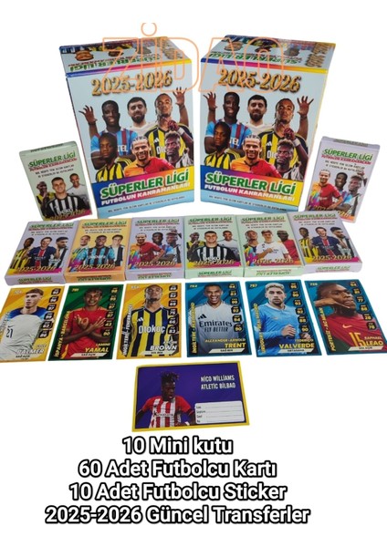 Süperler Ligi Futbolun Kahramanları | 10 Mini Kutu 60 Kart + 10 Sticker 2026 Güncel Transferler fiyatları