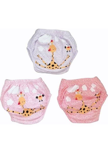 3 Lü Zürafa Baskılı Bebek Alıştırma Külot
