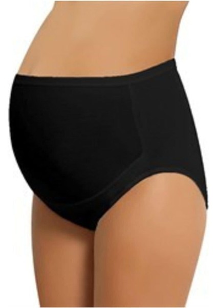 Aloicgiyim - 540 Kadın Siyah Yüksel Bel Pamuklu Hamile Lohusa Külot