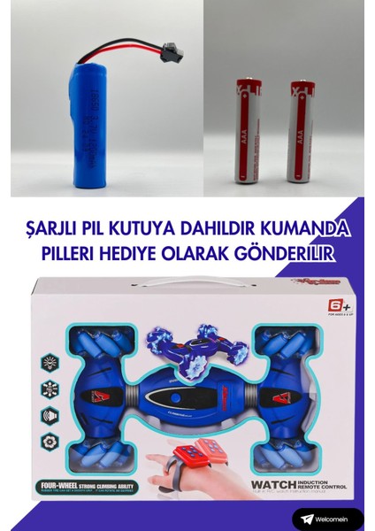 Oyuncak Bilekten Kontrol ve Bilek Kumandalı Çift Kontrollü Şarjlı LED Işıklı Sesli Akrobat Araba