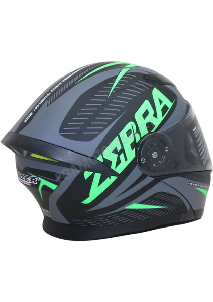 Fazer Helmet Zebra Flourosan Green Full Face Çene Açılır Kask – C