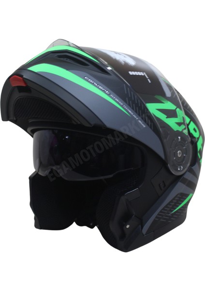 Fazer Helmet Zebra Flourosan Green Full Face Çene Açılır Kask – C fiyatları