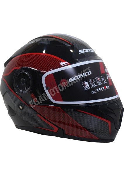 Sky Breaker FF-868 Çene Açılır Kask – Güneş Vizörlü, Dot-C