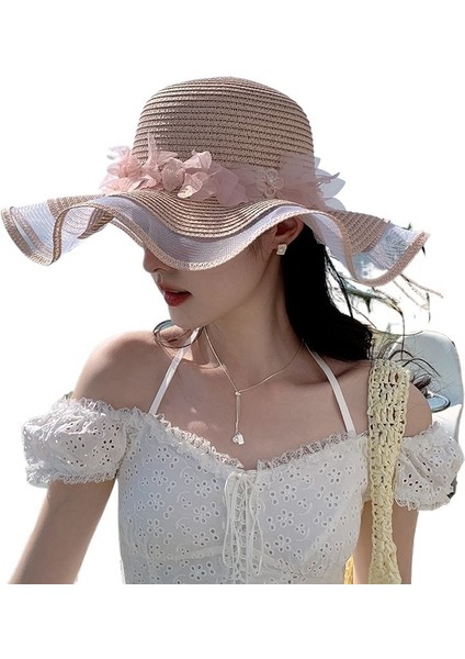 Yeni Stil Şapka Kadın Dantel Çiçek Hasır Şapka Yaz Büyük Siperlikli Güneş Şapkası Deniz Kenarı Plaj Güneş Şapkası (Yurt Dışından)