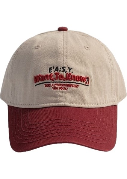 Kadınlar Için Amerikan Retro Renk Uyumlu Ins Harf Işlemeli Beyzbol Şapkası Bahar ve Yaz Çok Yönlü Yüz Küçük Yumuşak Üst Ördek Gagası Şapkası Ayarlanabilir (Yurt Dışından)