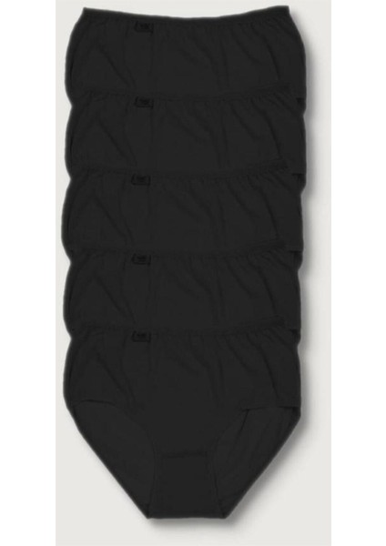 Kadın Siyah 5'li Paket Likralı Bato Külot