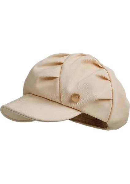 Bulut Şapka Mizaç Rahat Yüz Gösteren Küçük Pileli Sekizgen Şapka Moda Retro Çok Yönlü Kısa Siperlik Bere (Yurt Dışından)