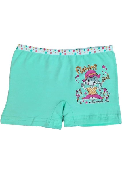 12LI Kız Çocuk Renkli Likralı Pamuklu Boxer Külot