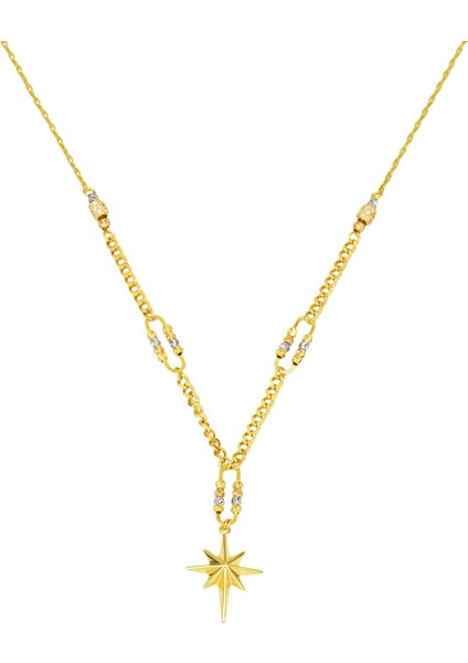 Gurmet Zincirli Kuzey Yıldızı Altın Kolye 14 Ayar