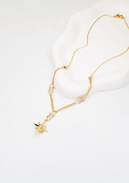 Gurmet Zincirli Kuzey Yıldızı Altın Kolye 14 Ayar modelleri