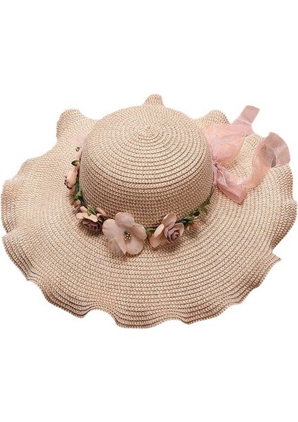 2025 Yeni Stil Kadın Şapkası Büyük Dalga Çiçek Güneş Şapkası Plaj Açık Güneş Şapkası Güneş Koruma Hasır Şapka (Yurt Dışından)