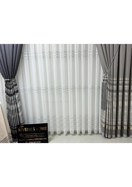 Nivemeshome Urla V-5404 Gri 1/3 Sık Pileli Fon Perde Apm