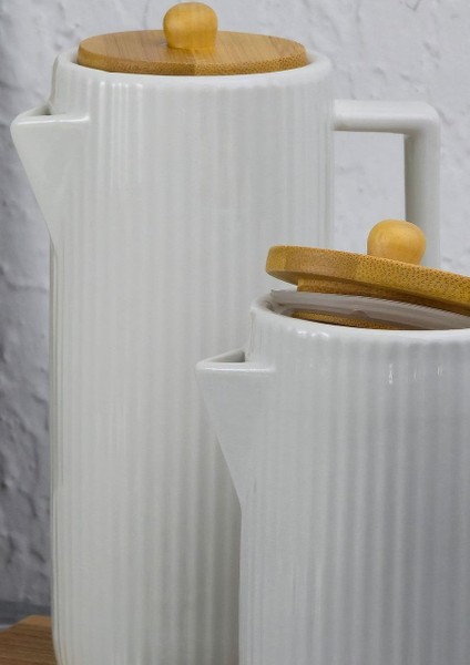 Porselen Yağdanlık Seti - Ahşap Stantlı 2X600 ml modelleri