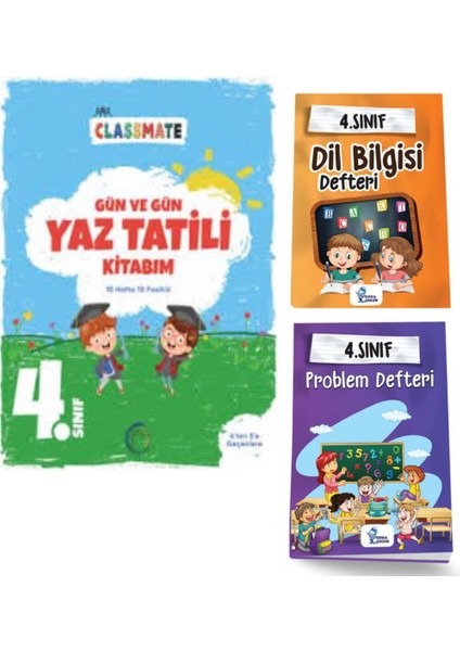 4. Sınıf Gün ve Gün Yaz Tatili Kitabım ve Problem+Dil Bilgisi Defteri