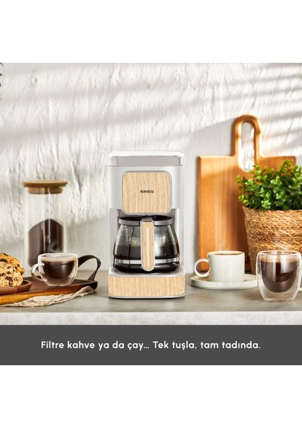 Just Coffee Aroma 2’si 1 Arada Filtre Kahve ve Çay Makinesi, 750 ml Cam Demlik, Çelik Filtre, 650 W, 5 Fincan Kapasiteli