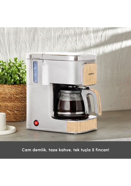 Just Coffee Aroma 2’si 1 Arada Filtre Kahve ve Çay Makinesi, 750 ml Cam Demlik, Çelik Filtre, 650 W, 5 Fincan Kapasiteli