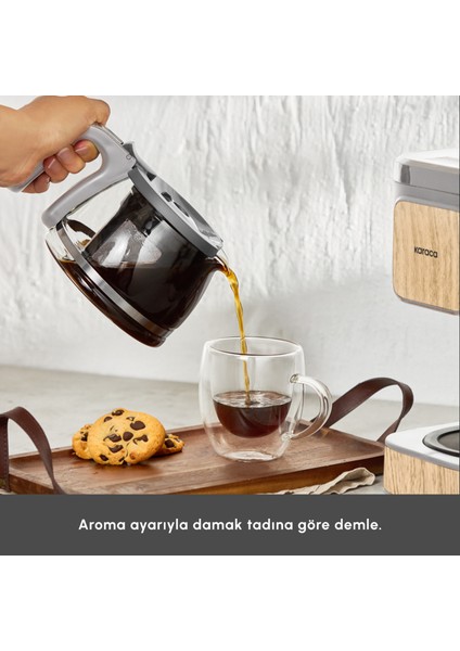 Just Coffee Aroma 2’si 1 Arada Filtre Kahve ve Çay Makinesi, 750 ml Cam Demlik, Çelik Filtre, 650 W, 5 Fincan Kapasiteli
