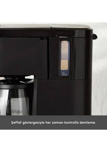 Just Coffee Aroma 2’si 1 Arada Filtre Kahve ve Çay Makinesi, 750 ml Cam Demlik, Çelik Filtre, 650 W, 5 Fincan Kapasiteli
