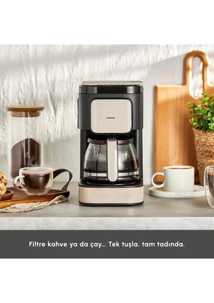 Just Coffee Aroma 2 In 1 Filtre Kahve ve Çay Demleme Makinesi Bej modelleri