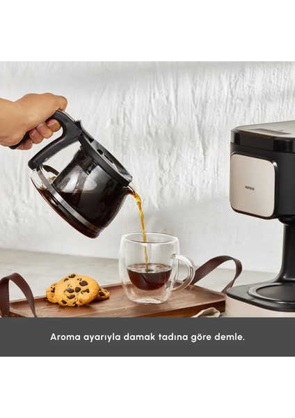 Just Coffee Aroma 2 In 1 Filtre Kahve ve Çay Demleme Makinesi Bej fırsatları