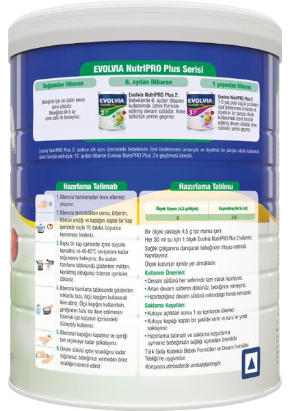 Evolvia Nutripro Plus 2 Devam Sütü 800 gr indirimleri