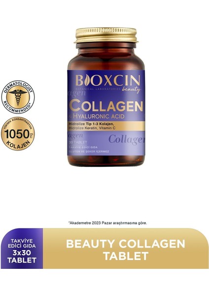 Bioxcin Collagen Hyaluronic Acid Hidrolize Tip 1-3 Kolajen 3 x 30 Tablet - 3 Al 2 Öde 2 Adet
