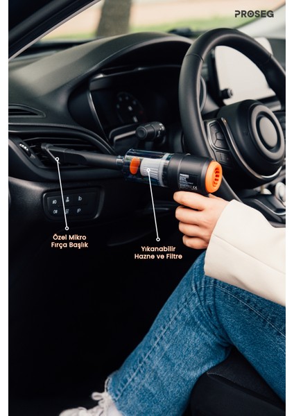 Mini Araç Süpürgesi El Süpürgesi Şarjlı Vakumlu Type C Şarjlı Çok Fonksiyonlu 3000 Pa fiyatları