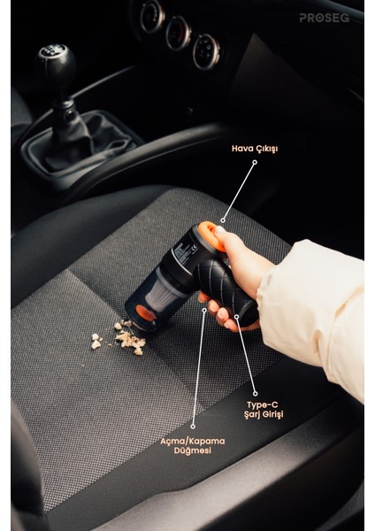 Mini Araç Süpürgesi El Süpürgesi Şarjlı Vakumlu Type C Şarjlı Çok Fonksiyonlu 3000 Pa modelleri