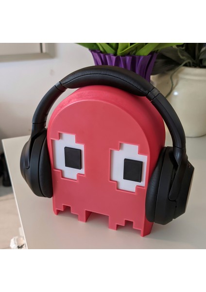 Pacman Dekoratif Masaüstü Kulaklık Standı Kulaklık Tutacağı Kırmızı