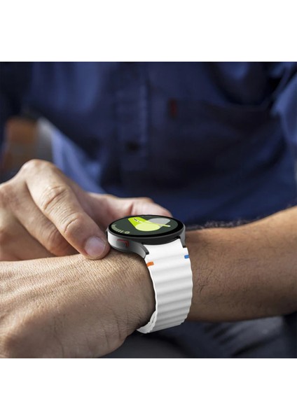 Samsung Galaxy Watch 4 5 6 7 Fe Classic Turuncu Mavi Dalga Desen Silikon Kordon 40/42/43/44/46/47MM