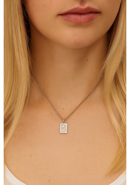 Plaka B Harfi Gümüş Kolye fiyatları