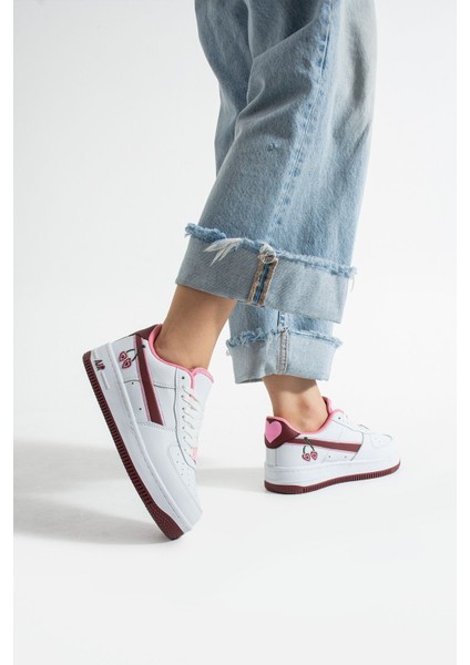 Kiraz Detaylı Pembe Beyaz Sneaker – Kadın Spor Ayakkabı modelleri