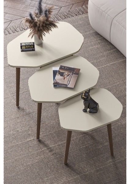 Zigon Sehpa 3'lü Trio Krem